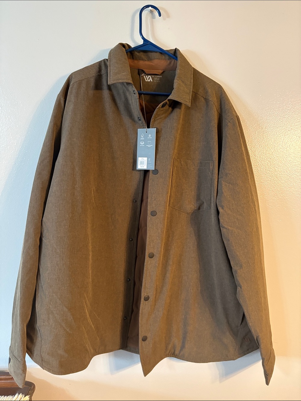 LNA Men's Tan Brown Lightweight Button-Front Shirt Jacket